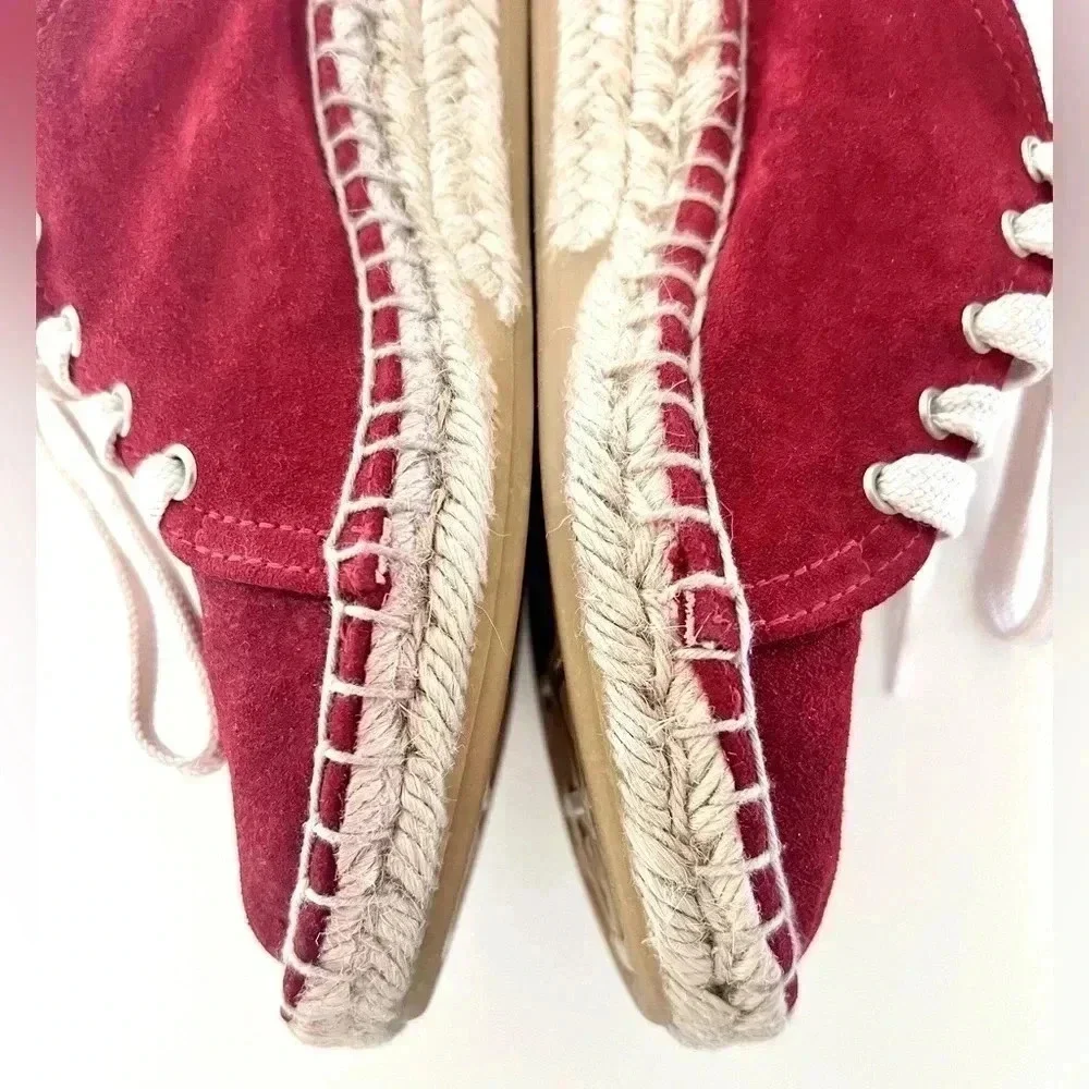 Maypol‎ Handmade in Spain Crimson Red Soft Suede Lace Up Espadrille Size 36